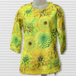 Isaac Mizrahi Live! Floral Blouse - Size XXS- Yellow /Green